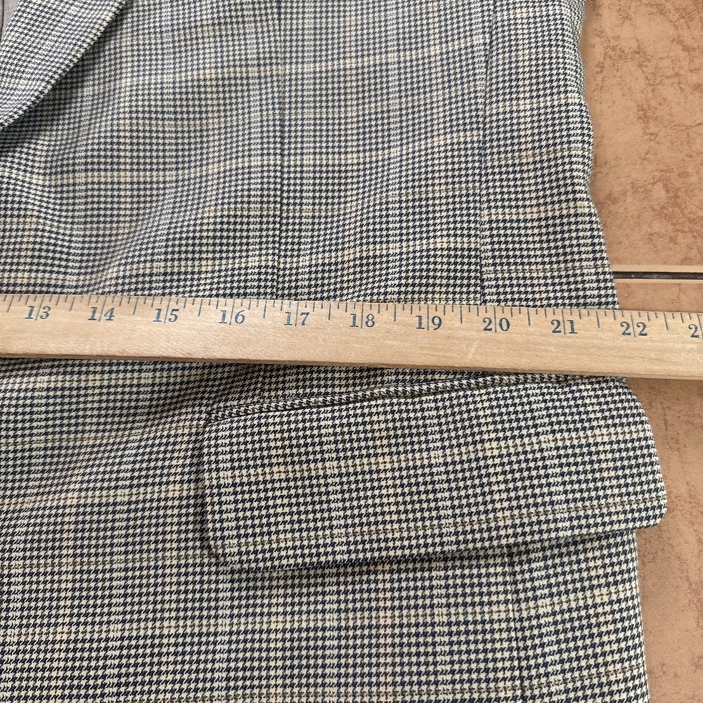 Jos A Bank Brown Blue Houndstooth Plaid 100% Wool Sport Coat Jacket Blazer 44L - Picture 12 of 13